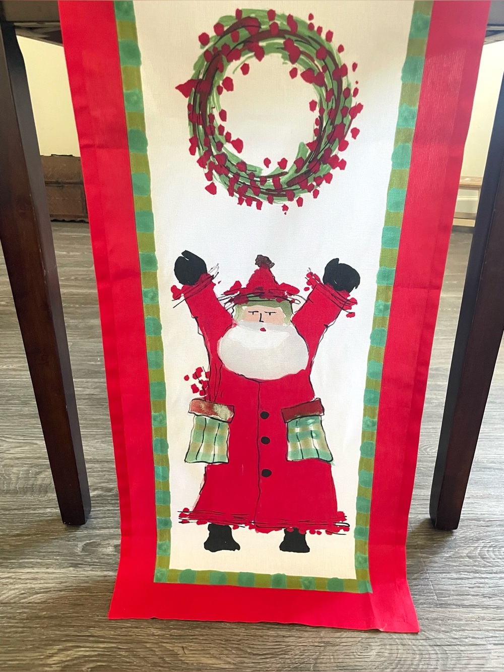 Vietri Christmas Old St Nick Table Runner 100% Cotton 16x108
